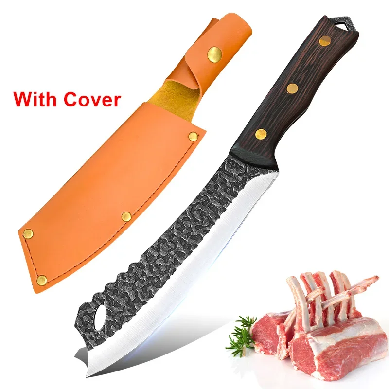 Handgemachte Küchenmesser Edelstahl klinge Holzgriff Koch Koch Hackmesser Fleisch schneiden Obst Gemüse Metzger Knochen messer Image