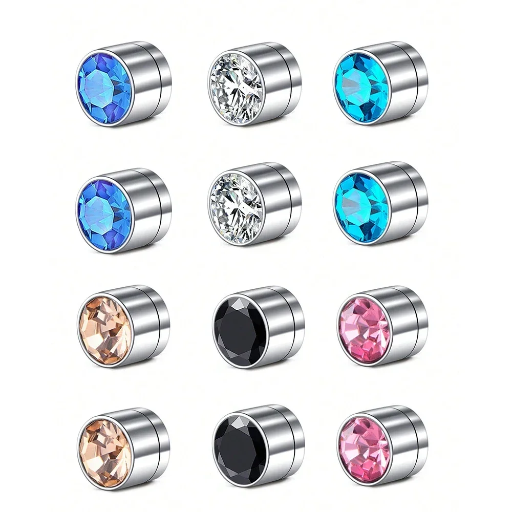 2 Stück CZ Durchmesser 3-5 mm Faux Nicht durchbohrter Ohrring Ohrstulpe Edelstahl Fake Ohrring Ohrstecker für Frauen Männer Kein Piercing Körperschmuck Image