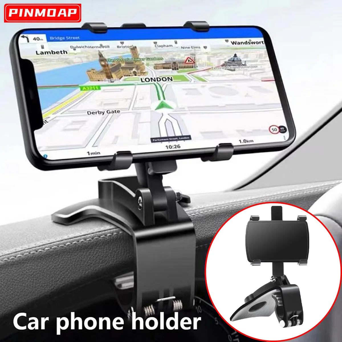 Autotelefonhalter 360° ° Drehbare Halterung, Armaturenbretthalterung, Navigationshalterung, geeignet für 3–7 Zoll Smart Car, feste Halterung Image