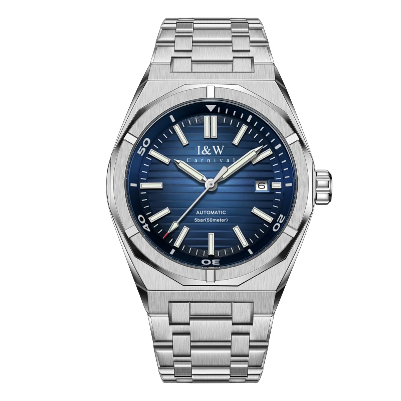 I&W Mode Mechanische Uhren für Mann Sapphire Japan MIYOTA Bewegung Automatische Uhr Kalender Leuchtende Wasserdichte Reloj Hombre Image