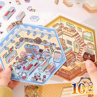 1-10Sets Cartoon Capybara DIY 3D Aufkleber Tasche Kabine Szene Stapeln und Einfügen Festival Geburtstag Geschenk für Kind kind Student Image