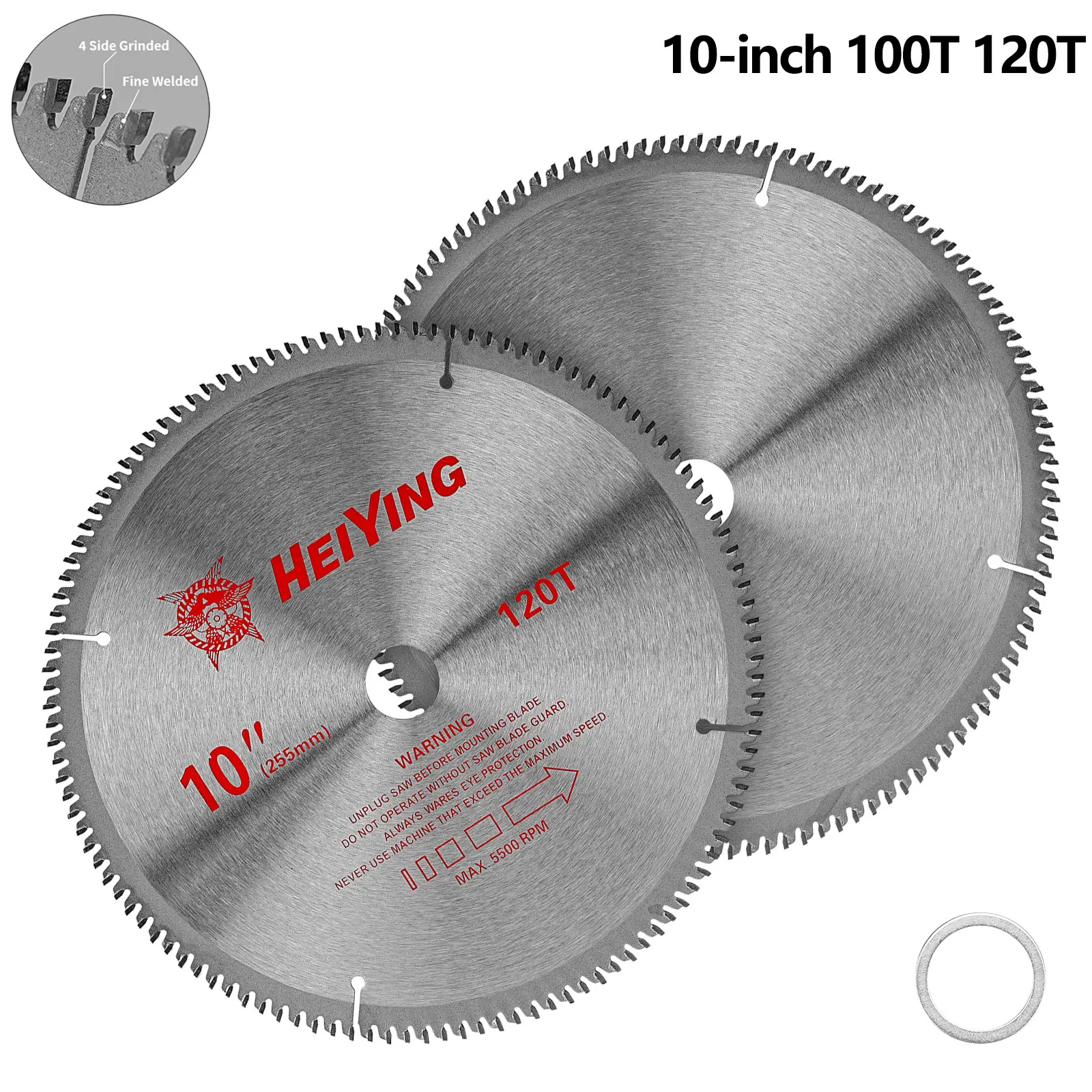 NuoDunco 10-Zoll-Legierung Sägeblatt Holzbearbeitung Sägeblatt 100T120T Kreisförmige Trennscheibe für Hartholz, Faserplatte, PVC-Schneidwerkzeuge Image