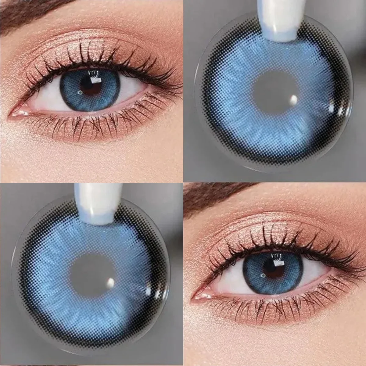 VISUASHOW Natürliche Graue Farbige Kontaktlinsen, 1 Paar Weiche Augenlinsen für Tägliches Tragen, Büro, Dating, Party, Reise & Schönheits Make-up Image