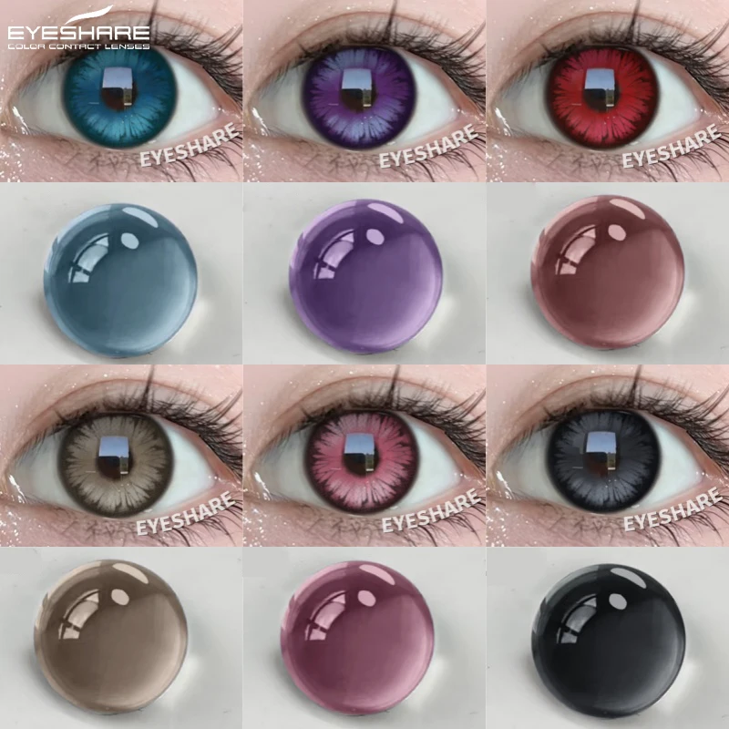 EYESHARE 1 Paar violette Farbkontakte, modische Cosplay-Kontaktlinsen für Augen, rote Linsen, rosa, weiche Linsen, Schönheits-Make-up, jährlich Image