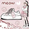 Amy und Michael Entzückende, klobige Anime-Sneaker, weiße Freizeitschuhe für Damen, schöne Mädchen, Studenten, bequeme Wanderschuhe