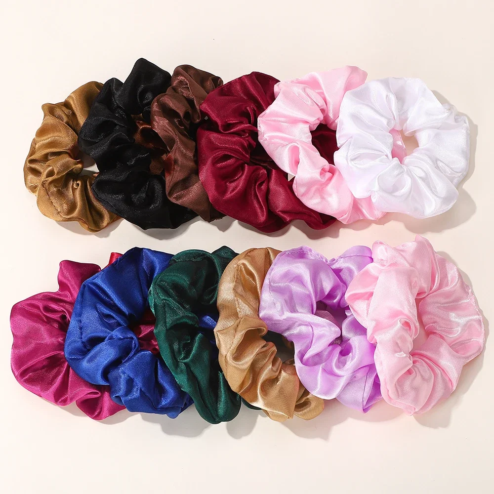 6 teile/satz 4 zoll Frauen Seide Scrunchie Elastische Haarband Mehrfarbige Süße Mädchen Pferdeschwanz-halter Chic Haar Seil Haar Zubehör Image