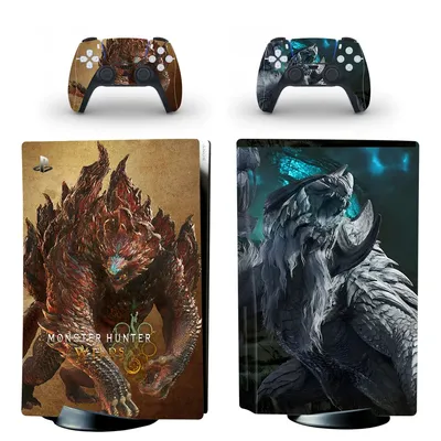 Neues Spiel Monster Hunter Wilds PS5 Disc Skin Aufkleber Aufkleber Cover für Konsole Controller PS5 Image