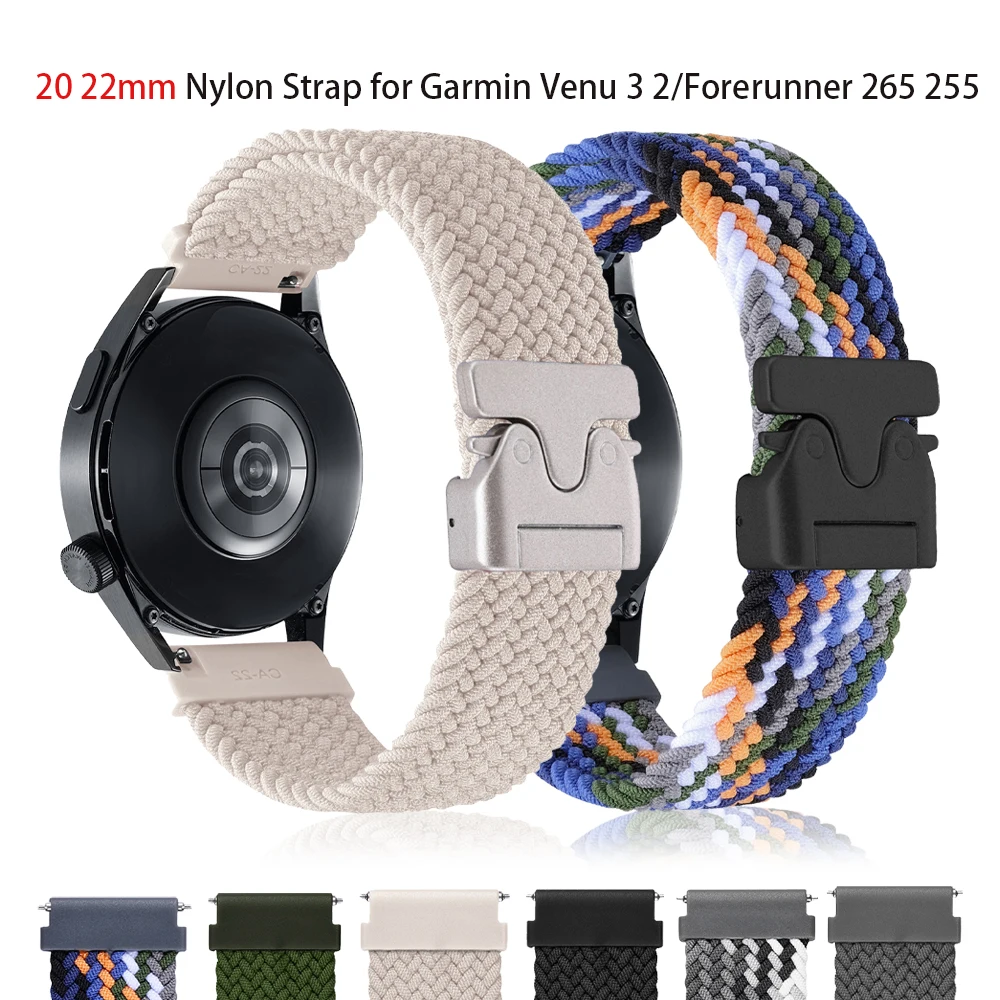 20mm 22mm Nylonband für Garmin Forerunner 265/255/245/645 Uhrenarmband Venu 3 2 Plus Sq/Vivoactive 5 4 Armband Armband Gürtel Image