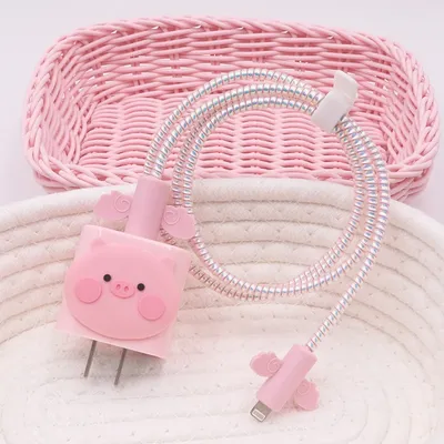 5-teiliges Kabelschutz-Ladegerät-Abdeckungs-Set, kompatibel mit iPhone 20 W, USB-C-Netzteil, Ladegerät, 3D-niedlicher Cartoon-Ladegerät-Abdeckung