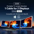 Schermo di espansione per laptop da 14 pollici Monitor portatile a tre schermi FHD con 1 cavo per 2 display per Windows, MacOS per 15-17,3 inc