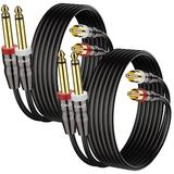 Dual 1/4 Inch TS to Dual RCA Audio Interconnect Cable Set 3 Feet