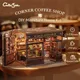CUTEBEE Libro Nook Kit Casa delle bambole fai da te con luce a LED Inserto per libreria CORNER CAFFÈ Modello in miniatura per il regalo di compleanno della famiglia