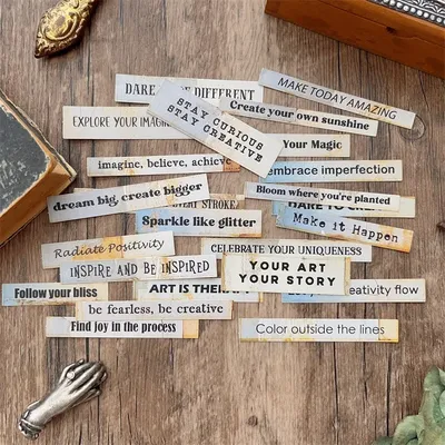 24pcs/lot Vintage English Inspiration Quote Stickers Mottled Word Typewriter Junk Journal Ephemera