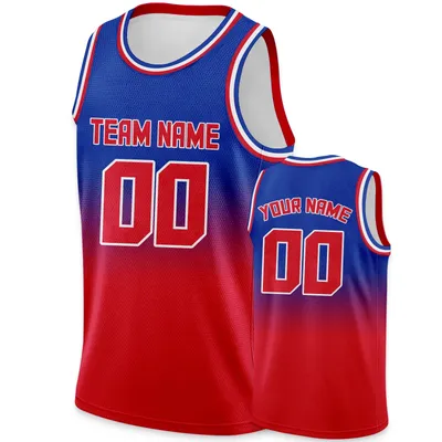 Custom Basketball Jersey for Men Women Youth Kids Red Blue Gradient Personalized Printed Team Name