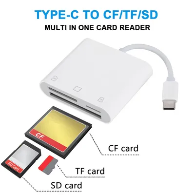 3 in 1 Type-C To SD/TF/CF Memory Card Adapter SD Card Reader Driver Free CF SD TF Compact Camera