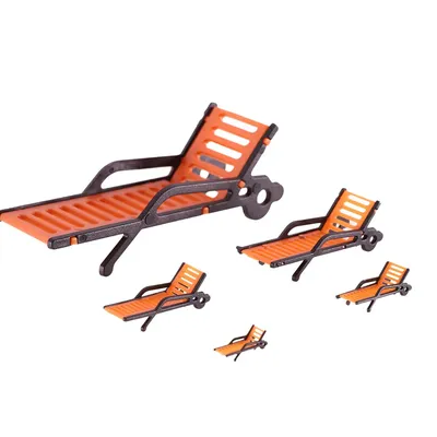 10Pcs Miniature Beach Chairs Model Scale 1:30/50/75/100/150 Plastic Sun Loungers Chairs Diorama