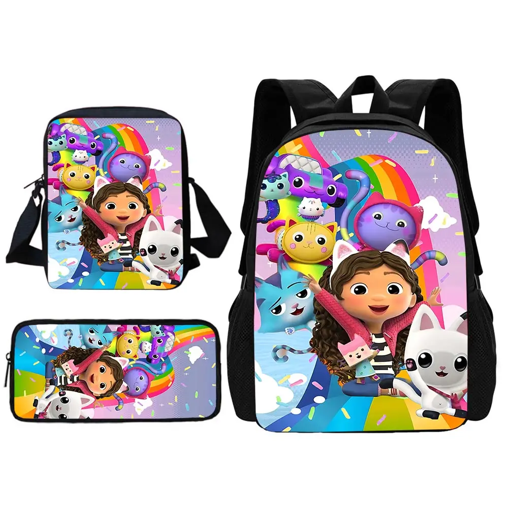 Sac à dos d'école de maison de course de dessin animé de Gabby mignon pour enfants, sacs à crayons initiés, sacs d'école pour garçons et filles, meilleur cadeau