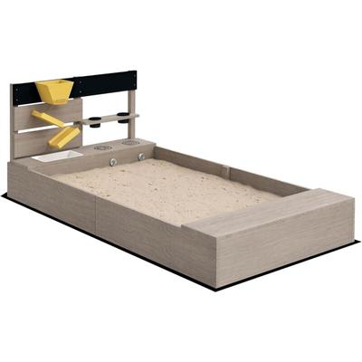 Sandkasten mit Küchenelementen, Sandkiste aus Holz, 154 x 80 x 60 cm Sandbox Bodenloses Design für Image