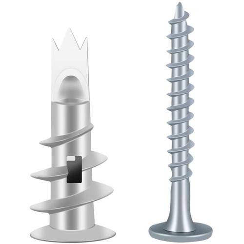 100 Stück Metallschrauben und Dübel, Gipskartondübel, selbstbohrende Dübel, Placo-Dübel mit