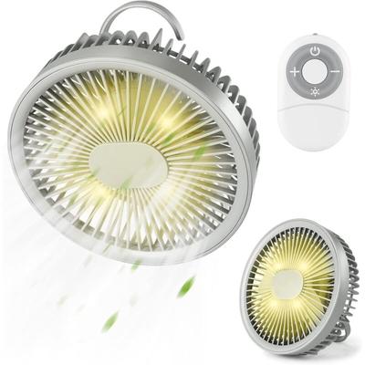 Tragbarer Mini-Hängeventilator, um 180° drehbarer Schreibtischventilator mit LED-Leuchten, Image