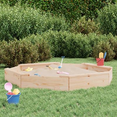 Sandkasten mit Sitzen Achteck Massivholz Kiefer CFW140797 Image