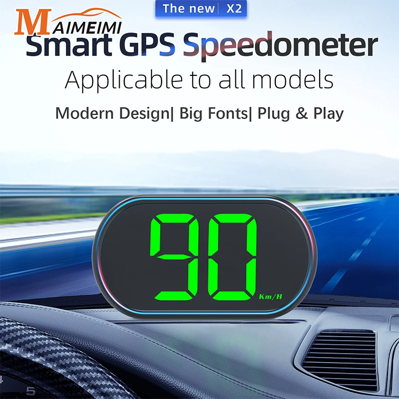 X2 GPS Auto Digital Tachometer HUD Head Up Display Eletronicos Zubehör Große Schriftart KMH Geschwindigkeit Einheit für Auto Lkw Motorrad Image