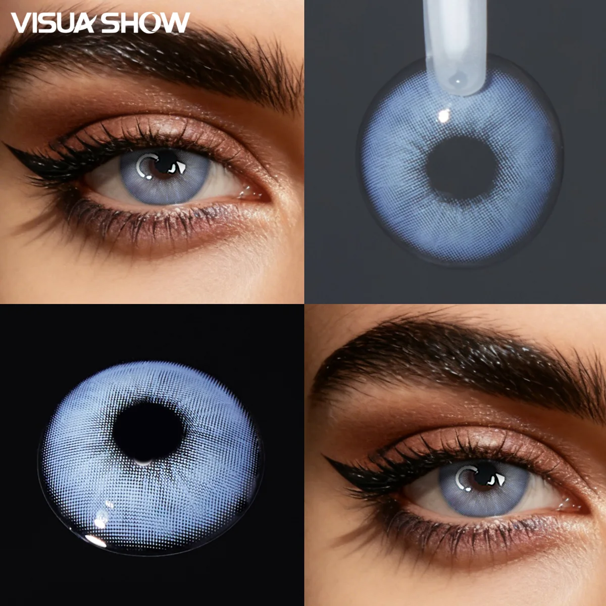 VISUASHOW 1 Paar Rom Times Kontaktlinsen in natürlicher Farbe, Grau, Pupillengrün, Braun, große Augenlinsen, jährliche Mode-Make-up-Kontakte Image
