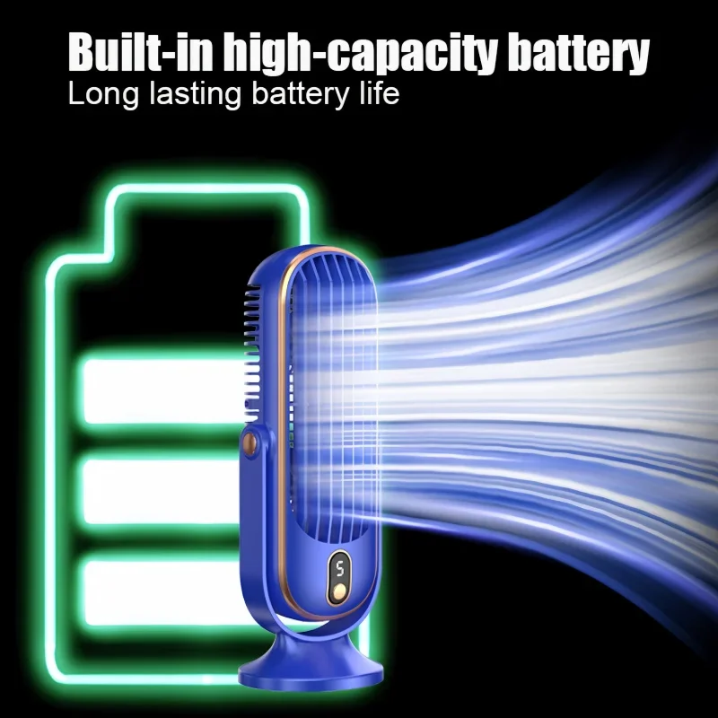 JKUOO 25 dB leiser DC-Lüfter ohne Flügel mit Fernbedienung, 8 Geschwindigkeiten, 1–8 Stunden Timer, tragbarer 16-Zoll-Schreibtisch-Tischventilator für Zimmer, Zuhause, Büro Image