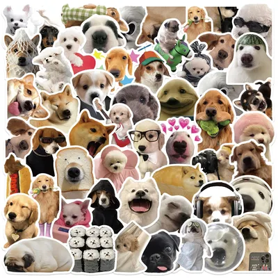 50 Stück niedliche MEME-Hunde-Aufkleber, lustige Aufkleber, klassisches DIY-Spielzeug, wasserdicht, Image