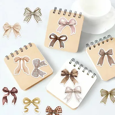 50PCS Kreative Bogen Dopamin Ton Dekorative Aufkleber Notebook Wasser Tasse Desktop Skateboard Wasserdichte Aufkleber Image