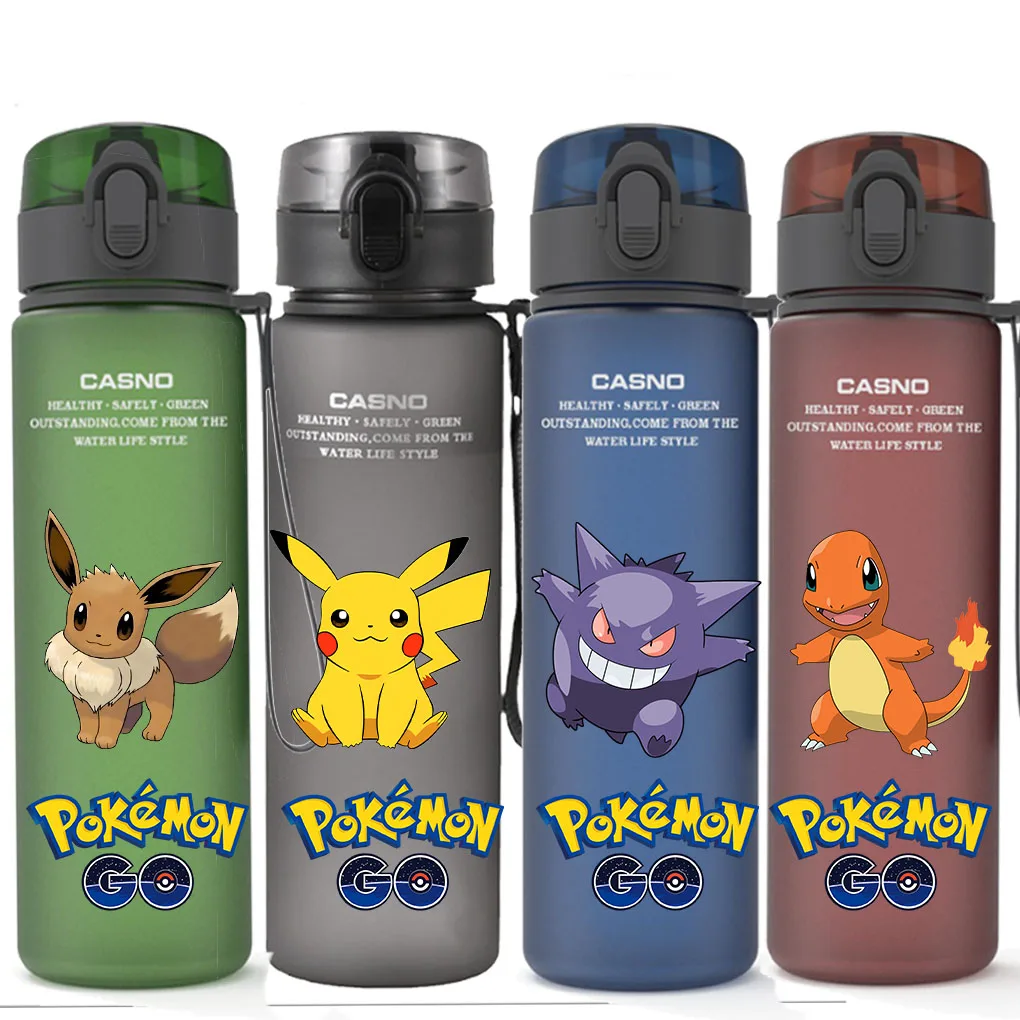 Pokemon Wasserflasche, große Kapazität, tragbar, Kunststoff, Cartoon, Kinder, modisch, Wasserkocher, für Erwachsene, Outdoor-Sport, Wasserbecher, Geschenk Image