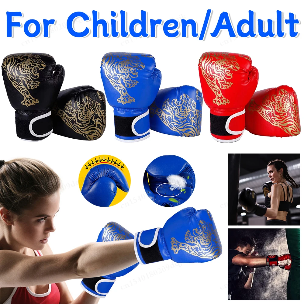 Erwachsene Kinder Boxhandschuhe Atmungsaktive PU-Leder Kampfhandschuhe Boxtraining Kickboxhandschuhe für Fitnessstudio Indoor Outdoor Sport Image