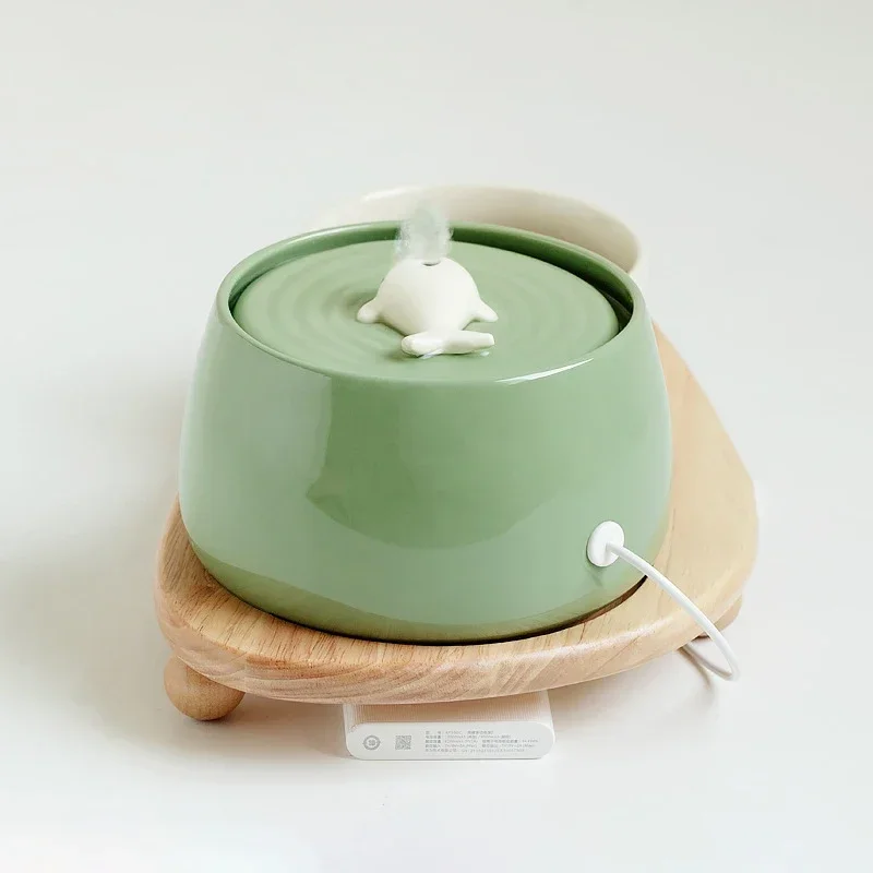 1,3 l Keramik-Wasserbrunnen für Katzen, USB-Aufladung, Haustier-Wasserspender, Hunde, automatischer Zirkulationsfiltrations-Wasserspender Image