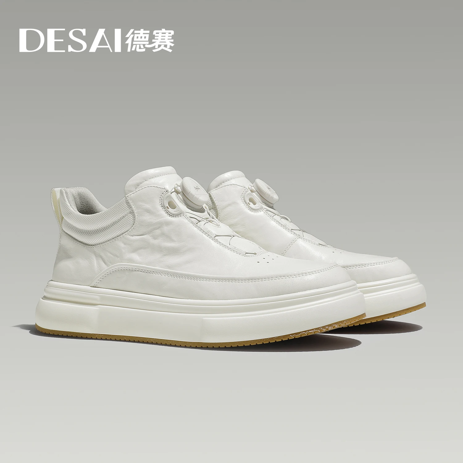 Desai [High Top One Button Knopffreie Schnürung] Winterwarme Plus Fleece-Herrenschuhe, ein Slip-on-Sport-Casual-Board-Schuhe