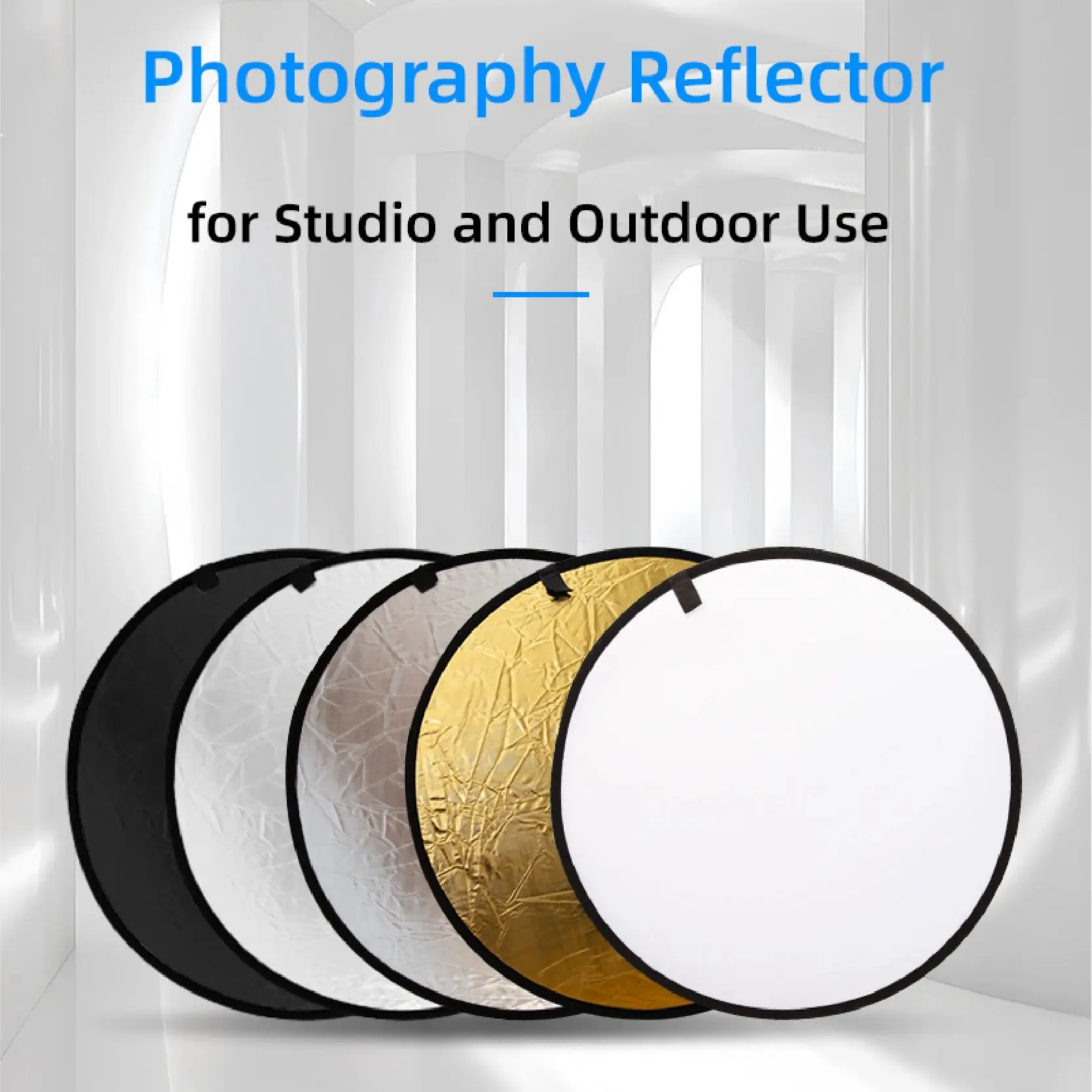 RF01 5-in-1 zusammenklappbarer runder Fotografie-Reflektor Fotostudio-Außenlichtdiffusor Multi-Disc mit Tragetasche 30/60/80/110 cm Image