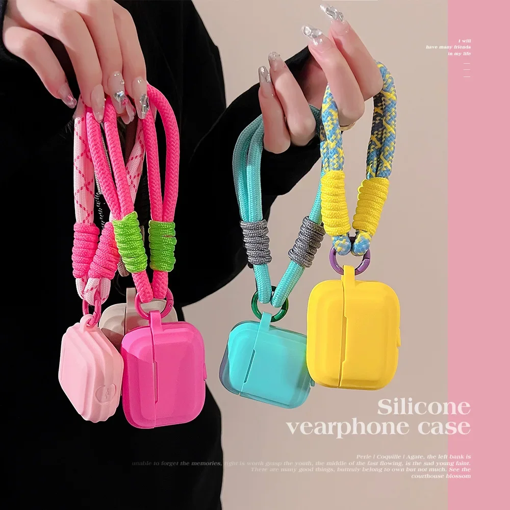 Hülle für Apple AirPods 1 2 3 4 Pro 3. Generation Hülle Niedlich mit Riemen Fundas Earpods Soft Cover für AirPods Pro 2 Hülle Silikon Image