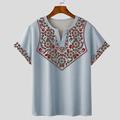 Per uomo Stampa bandana Maglietta Manica Corta maglietta Stampa 3D Scollo a V Camicia Designer Boho Vacanza Quotidiano Blu chiaro Rosa Grigio Estate Primavera Abbigliamento Normale S M L XL XXL XXXL