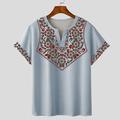 Per uomo Stampa bandana Maglietta Manica Corta maglietta Stampa 3D Scollo a V Camicia Designer Boho Vacanza Quotidiano Blu chiaro Rosa Grigio Estate Primavera Abbigliamento Normale S M L XL XXL XXXL