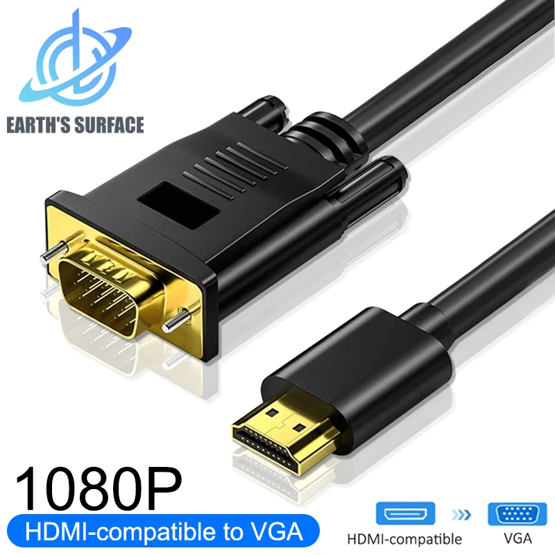 1080P HDMI-kompatibel zu VGA Konverter Vergoldet Stecker Adapter Kabel für PC Laptop PS4 PS5 Xbox Schalter TV box Lange Video Kabel Image