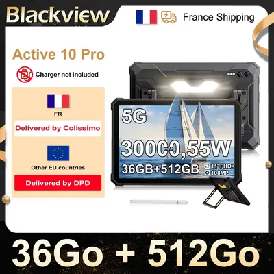 Blackview Active 10 Pro [Kein EU-Ladegerät] Robustes Tablet 36GB + 512GB 11.0" 30000mAh PC 108MP Dual-SIM 5G