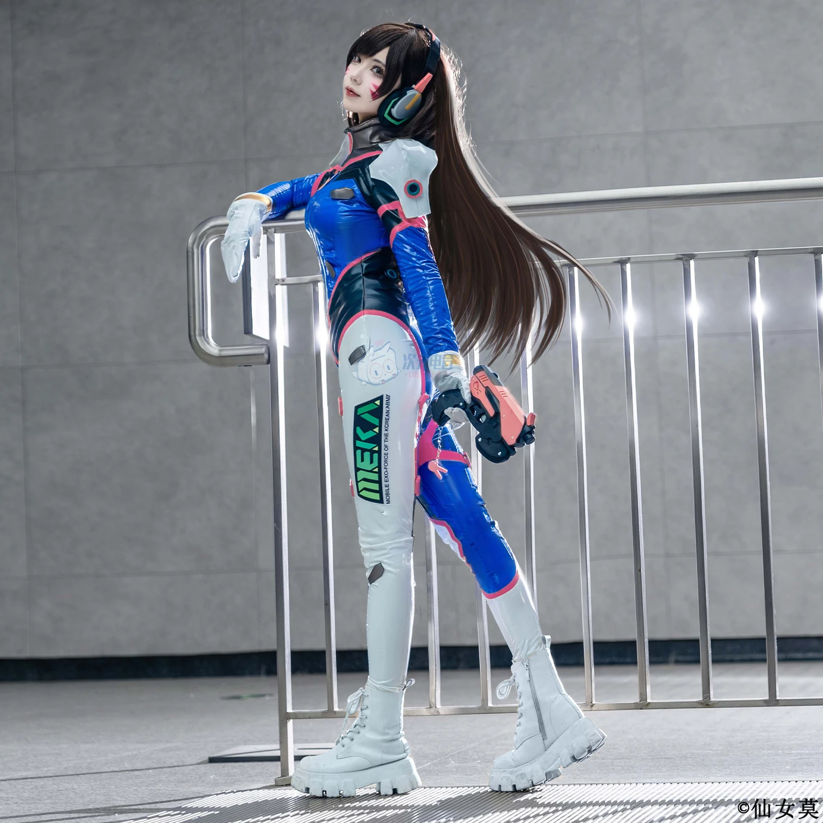 Spiel Overwatch D.Va Cosplay OW Kostüm Sexy Leder Frauen Overall Perücke Prop Zubehör Set Halloween Party D.Va Uniform Image