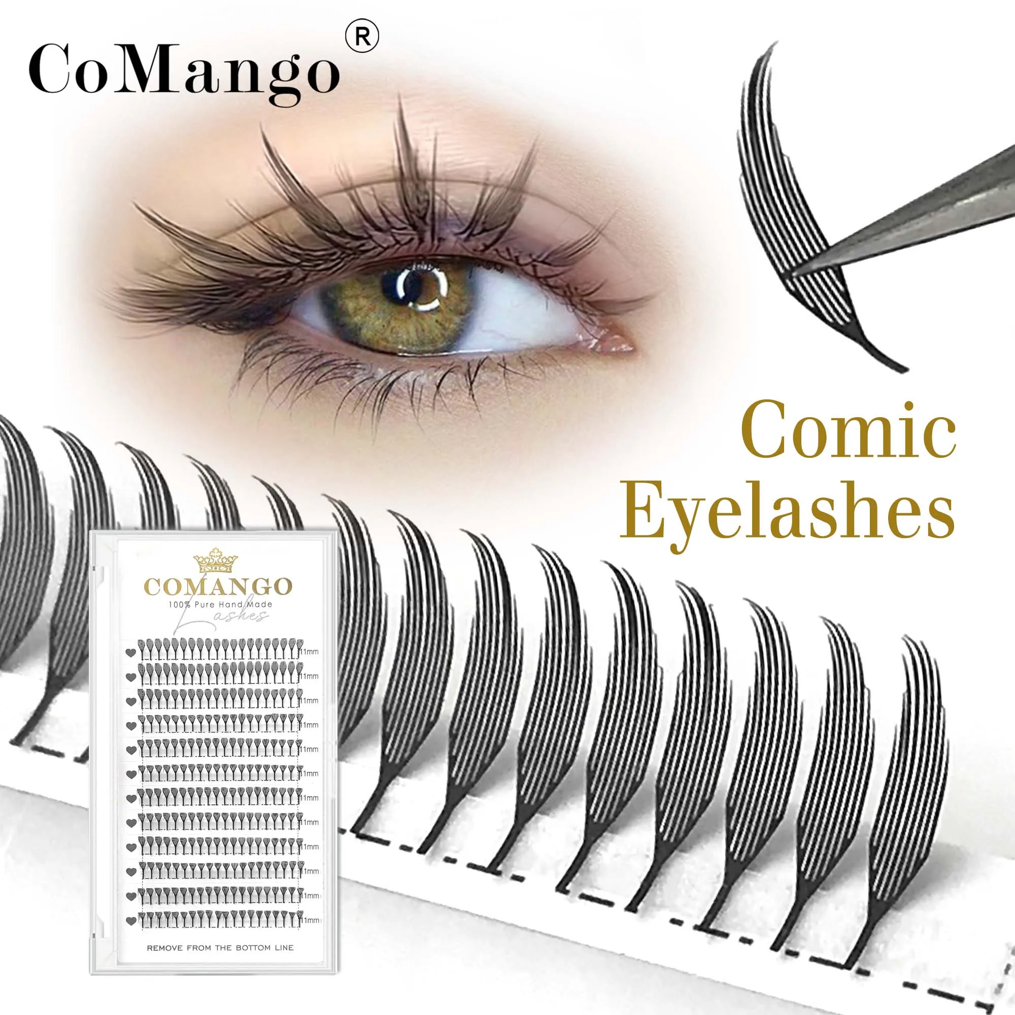 CoMango neue Turmwimpern Turmfächer vorgefertigte Spikes Wimpernverlängerungen einzeln/mix 8-15mm für Anime Wimpern Makeup kostenloser Versand Image