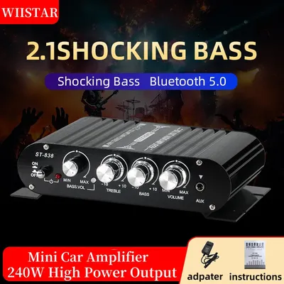Bluetooth 5.0 Sound Amplifier, 2.1CH Power Amplifiers, ST-838 Digital Amplifier For Home Car Meeting Theater AMP