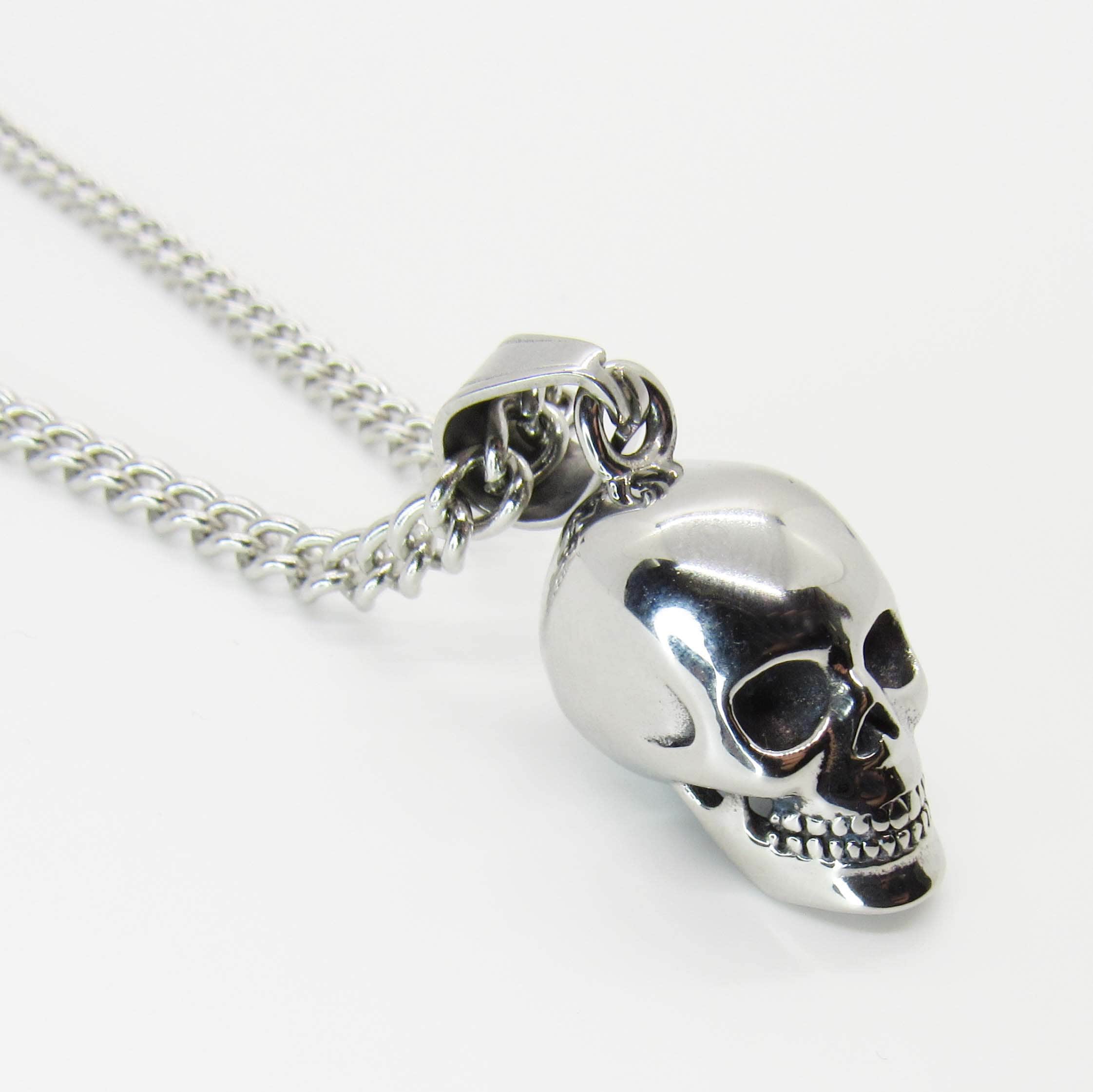 Ciondolo teschio in acciaio inossidabile, gioielli ipoallergenici, collana con ciondolo teschio rock punk, collana da uomo, gioielli da uomo, collana