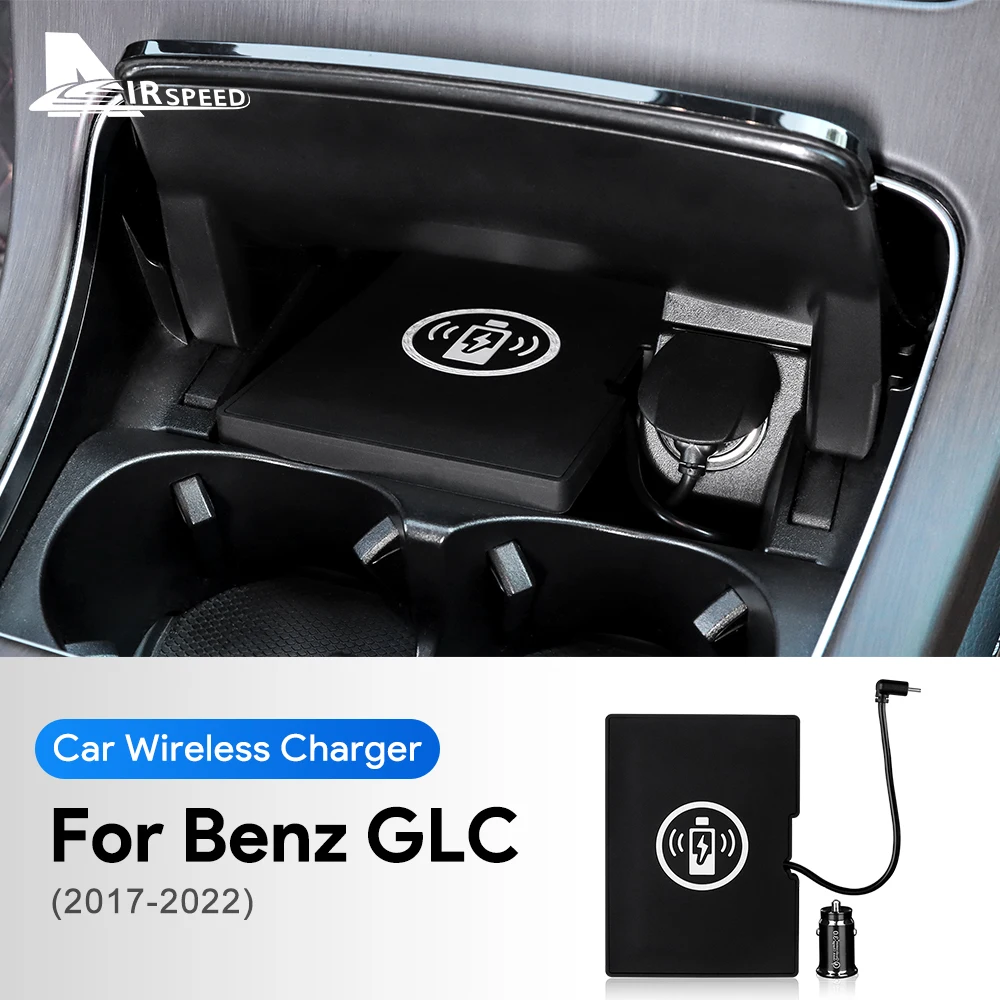 Caricatore wireless per auto da 15W per Mercedes Benz GLC X253 2019 2020 2021 2022 GLC260 GLC300 GLC43 GLC63 Ricarica telefono cellulare