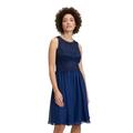 Abendkleid VERA MONT "Vera Mont Abendkleid mit Spitze", Damen, Gr. 32, Normalgrößen, blau (festival blau), Chiffon, Obermaterial: 100% Polyester. Futter: 100% Polyester., festlich, Basic schmal kurz, Rundhals, ohne Ärmel, Kleider, Spitze