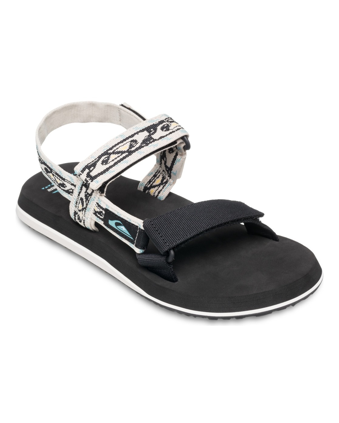 Sandale QUIKSILVER "Monkey Caged", Gr. 11 (44), schwarz-weiß (schwarz, weiß), Obermaterial: Textil [Chemiefaser] / Außensohle: Gummi, Schuhe