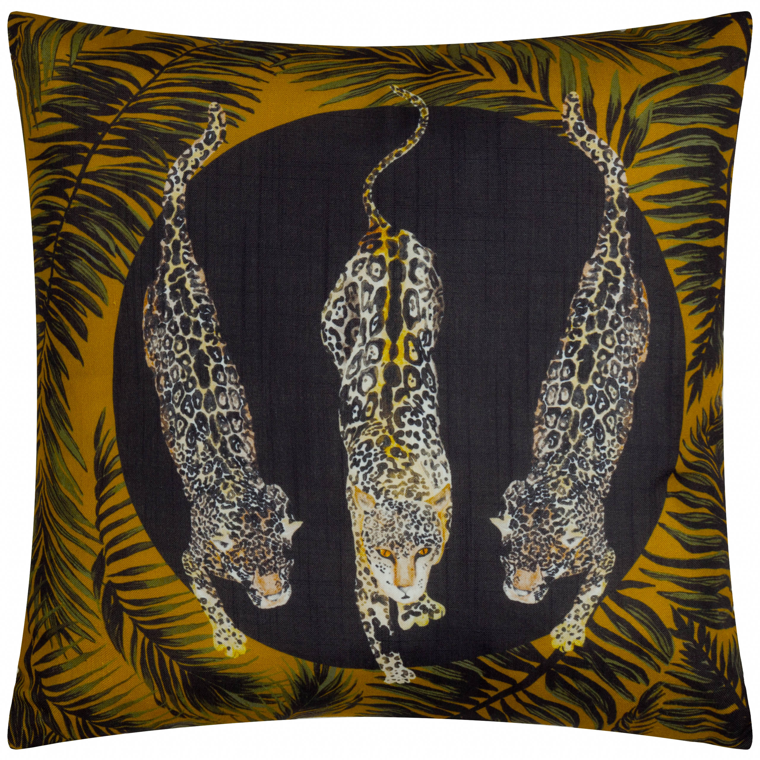 Paoletti Leopardis Trio Printed Outdoor Filled Cushion - Black/gold - Size 50 cm x 50 cm | Paoletti Sale | Discount Designer Brands