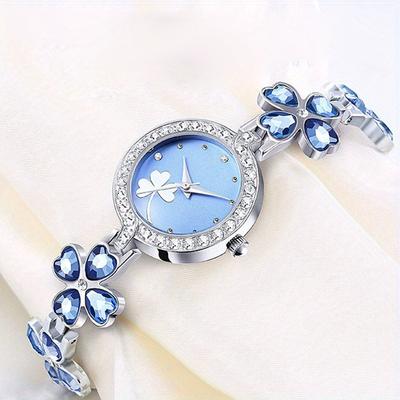 TEMU 1pcs Clover Luxury Women' Quartz Watch Bracelet Watch Bracelet Ladies Gifts Dress Wristwatches