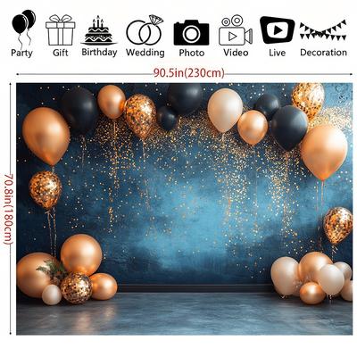 TEMU 1pc New Year's Eve Background Board In Black And Golden 2025, With A , No Electricity Needed, Photo Booths And Party Decorations During . Image